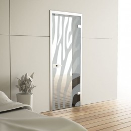 Jednokrídlové otváravé sklenené dvere do zárubne so vzorom sieť | DoMo-GLASS